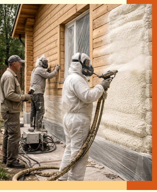 Утепление дома из бруса ППУ в Гатчине от 3956 руб/м2 под ключ | ТепломастерГтч