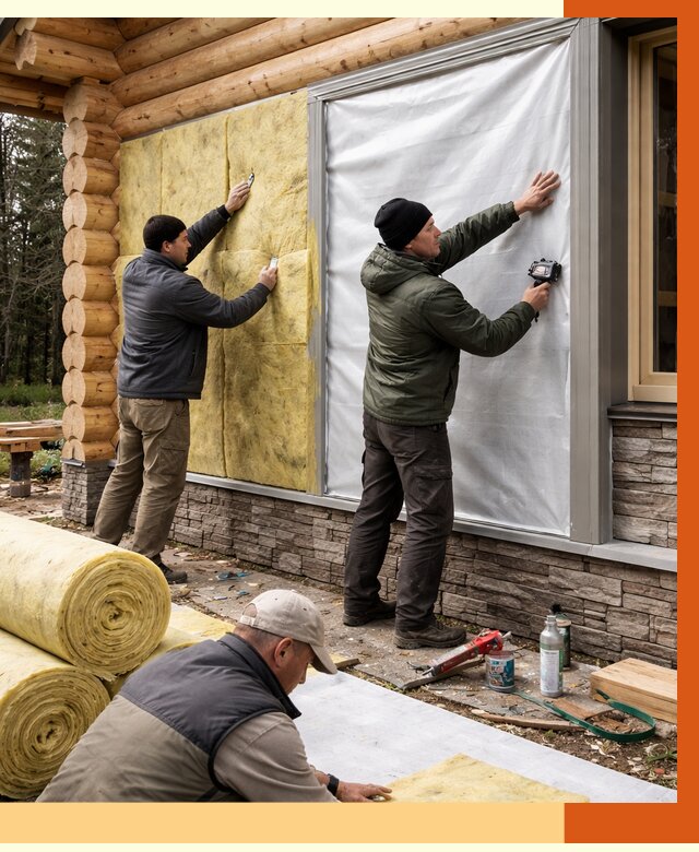 Утепление бревенчатого дома в Гатчине от 7861 руб/м2 — заказать под ключ | ТепломастерГтч