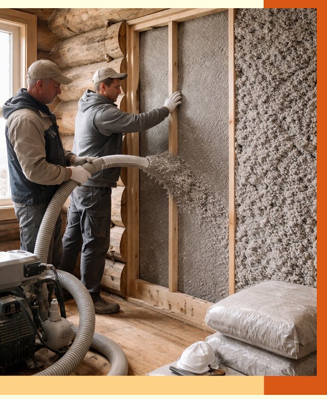 Утепление бревенчатого дома эковатой в Гатчине от 2826 руб. | ТепломастерГтч