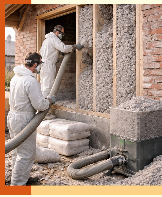 Утепление кирпичного дома эковатой в Гатчине