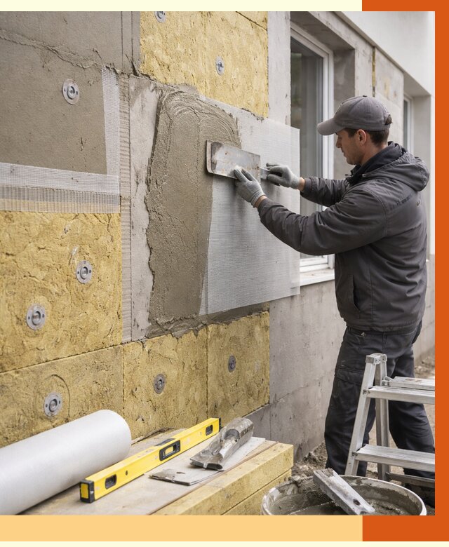 Утепление фасада под штукатурку в Гатчине от 4316 руб/м2 — монтаж пенопластом и минватой | ТепломастерГтч