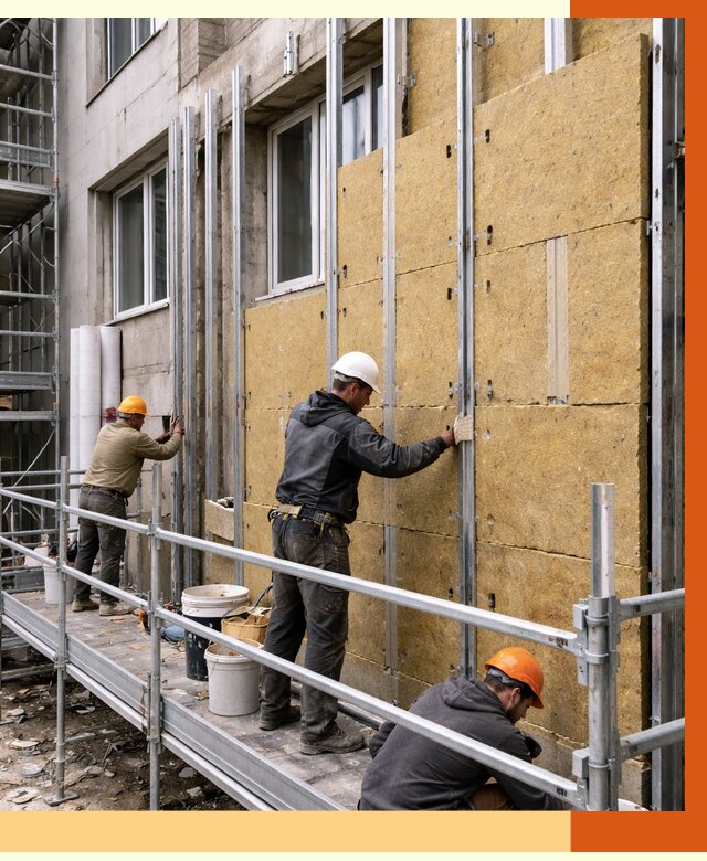 Утепление вентилируемого фасада в Гатчине от 5755 руб/м2 — монтаж и утепление вентфасад | ТепломастерГтч