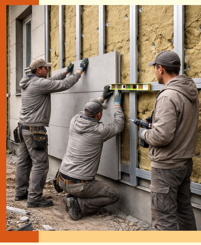 Утепление вентилируемого фасада под ключ в Гатчине