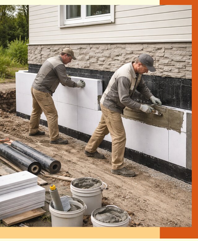 Утепление фундамента снаружи в Гатчине от 4316 руб. за м² | ТепломастерГтч