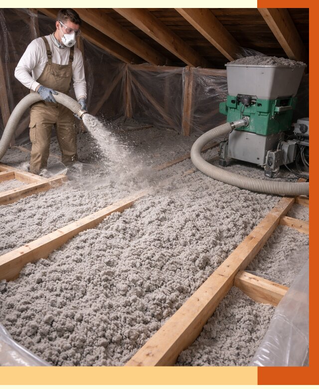 Утепление чердака эковатой в Гатчине от 1490 руб/м2 — заказать у ТепломастерГтч