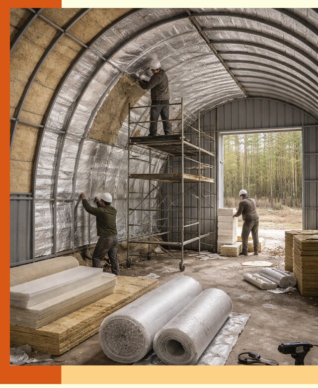 Утепление арочного ангара под ключ в Гатчине