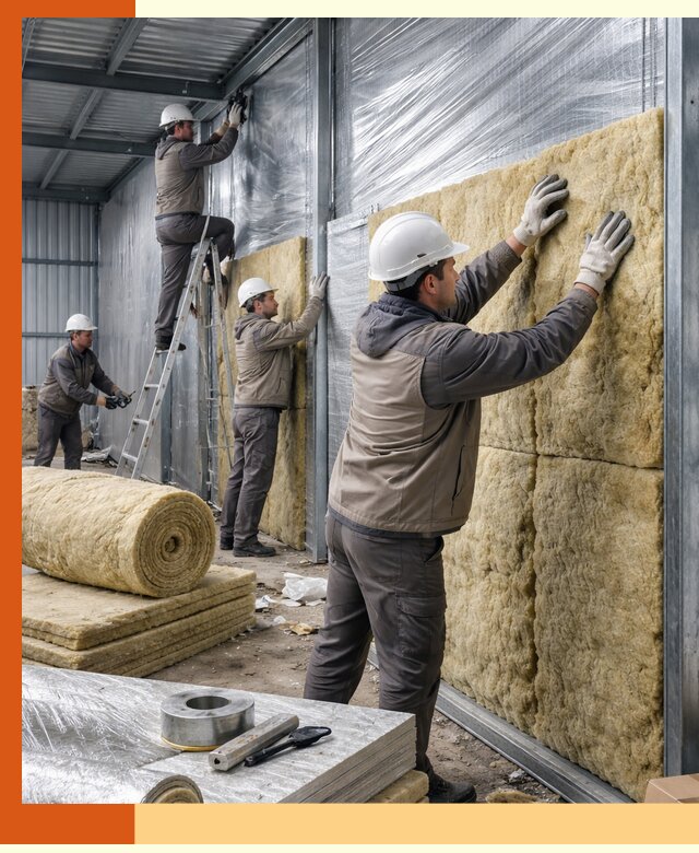 Утепление металлического склада в Гатчине: теплоизоляция и герметизация