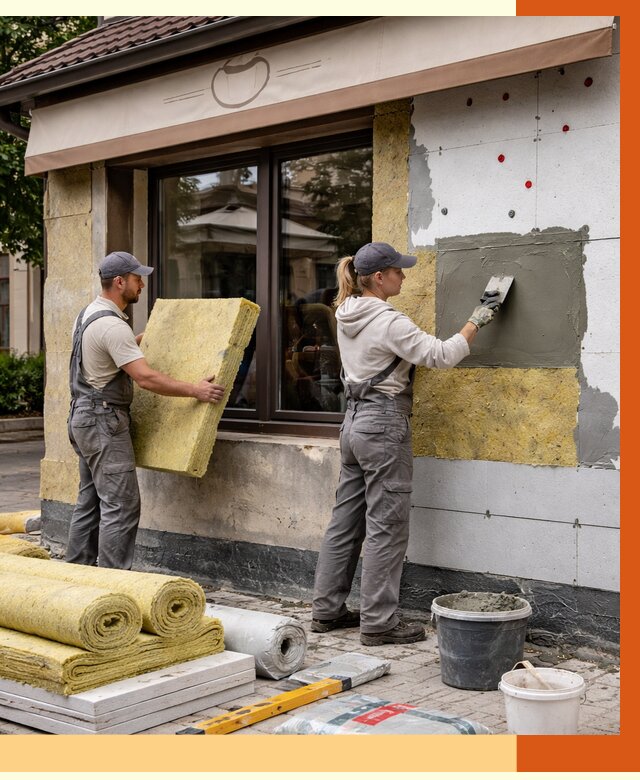 Утепление кафе в Гатчине от 4316 руб/м2 — комплексно под ключ | ТепломастерГтч