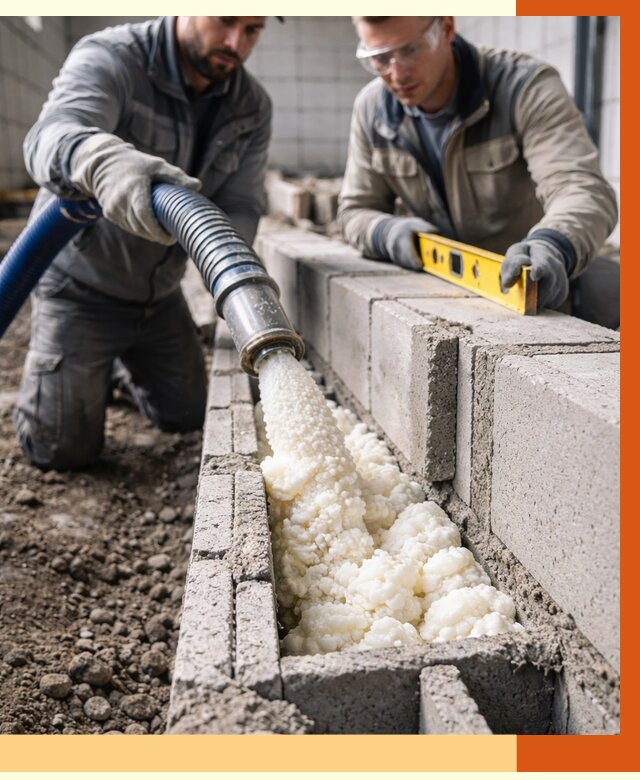 Заполнение колодцевой кладки ППУ в Гатчине от 4316 руб. за м2 | ТепломастерГтч