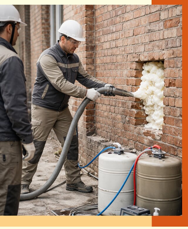 Заливка ППУ в пустоты кирпичной стены в Гатчине от 2826 руб. | ТепломастерГтч