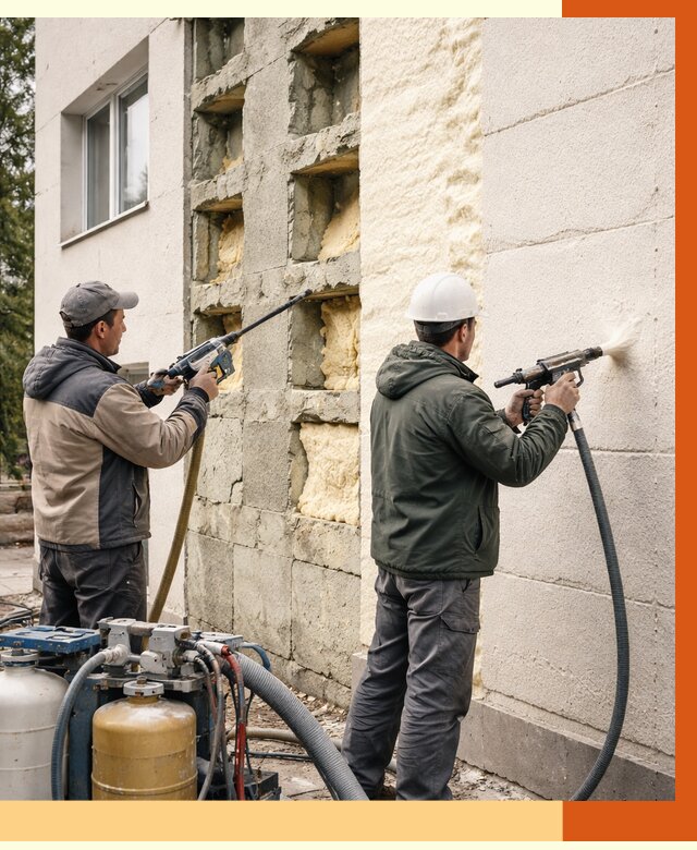 Заполнение пустот фасада в Гатчине от 4624 руб. — утепление пустот облицовки | ТепломастерГтч