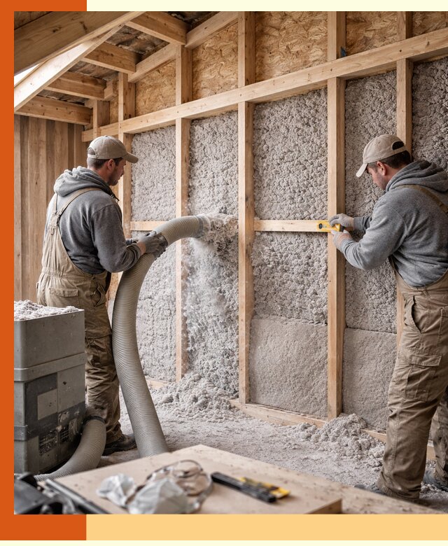 Утепление эковатой стен, потолков и перекрытий в Гатчине