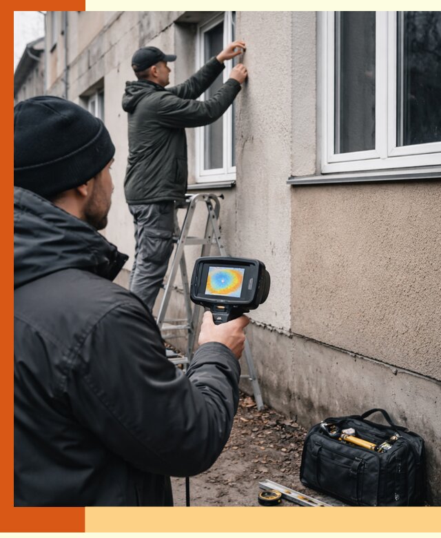 Тепловизионное обследование фасада в Гатчине для выявления дефектов