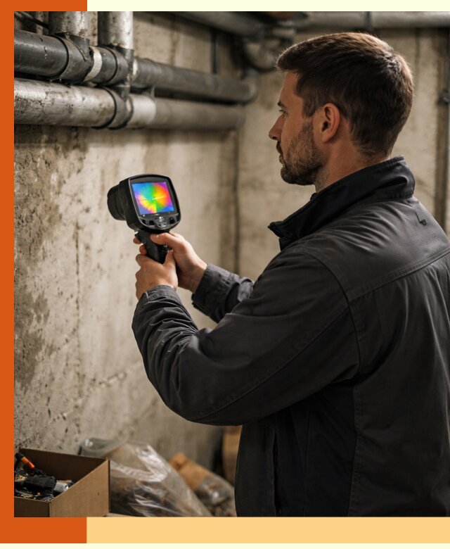 Тепловизионное обследование подвала в Гатчине для поиска утечек тепла