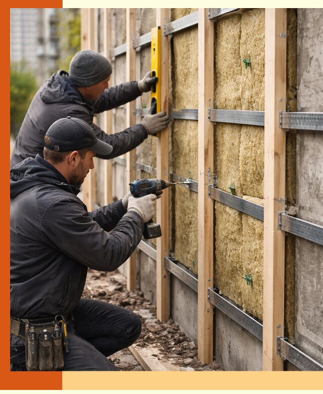 Монтаж обрешетки под утепление зданий и квартир в Гатчине